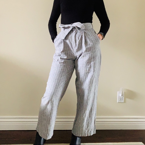Uniqlo Pants - 👚 3/$40 Uniqlo Linen Striped Pants with Belt